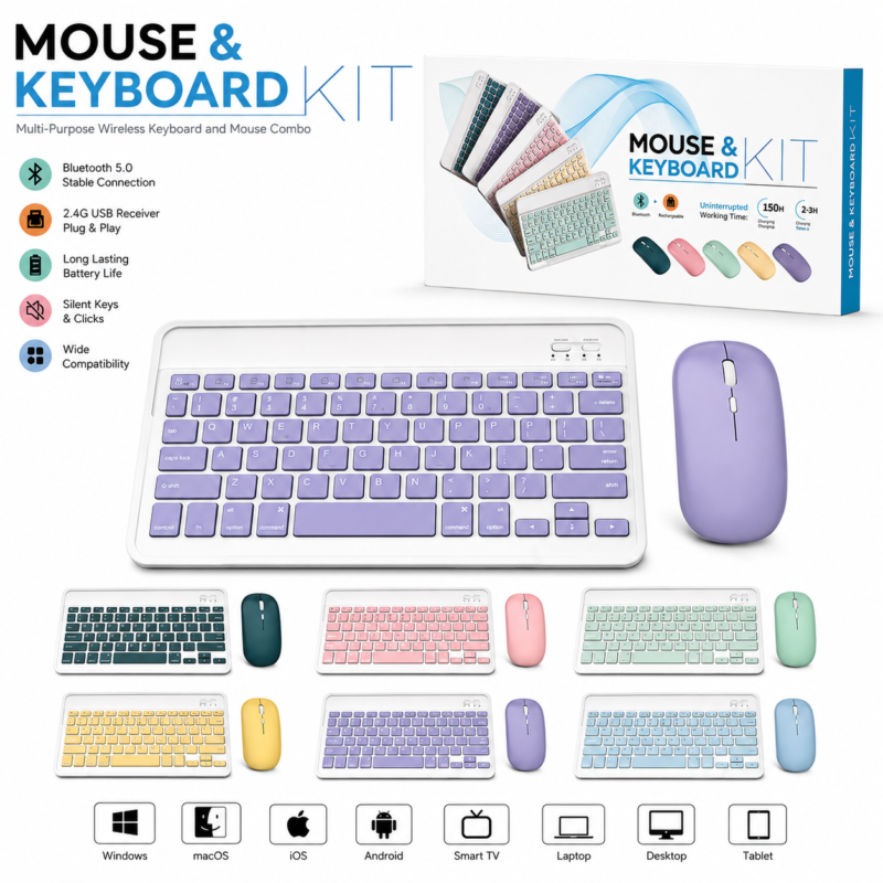 Multi-Purpose Wireless Mouse and Keyboard Kit